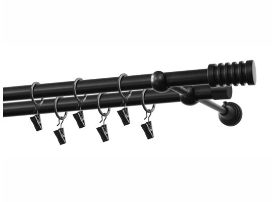 Karnisz podwójny 19/19 mm Porto czarny 240 cm