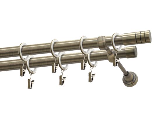 Karnisz podwójny 19/19 mm Zylinder mosiądz antyczny 200 cm