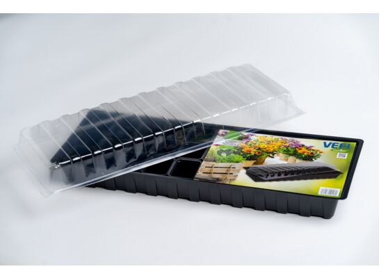 Miniszklarenka 60 x 22 cm z 30 doniczkami i przykryciem czarny