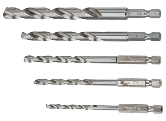 Wiertło do metalu HSS-G, 4,0 - 10,0 mm, uchwyt sześciokątny, zestaw 5 sztuk GRAPHITE