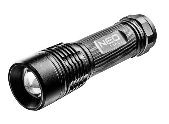 Latarka aluminiowa 200 lumenów, zoom, IPX7, 3 x AAA NEO