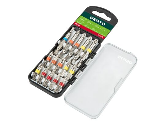 Zestaw bitów 15 sztuk, 25 mm - 3 x PH, 3 x PZ, 4 x TX + 50 mm - 3 x PH, 2 x PZ VERTO