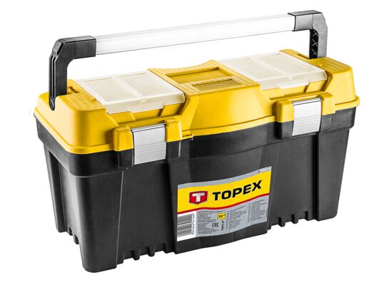Skrzynka narzędziowa 25", z aluminiowych uchwytem TOPEX