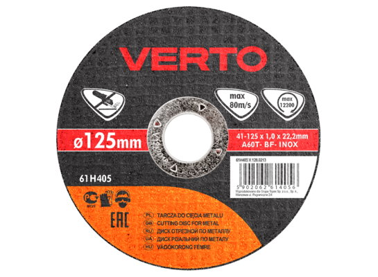 Tarcza tnąca do metalu 125 x 1,0 x 22,2 mm VERTO