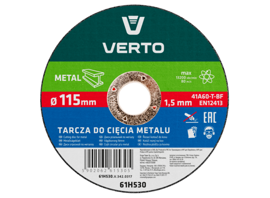 Tarcza tnąca do metalu 115 x 1,5 x 22,2 mm VERTO