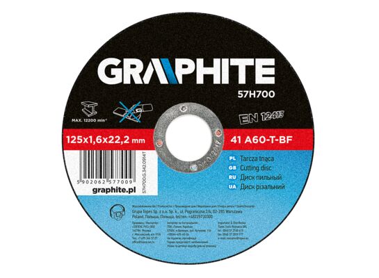 Tarcza tnąca do metalu 125 x 1,6 x 22 mm, 41 A60-T-BF GRAPHITE