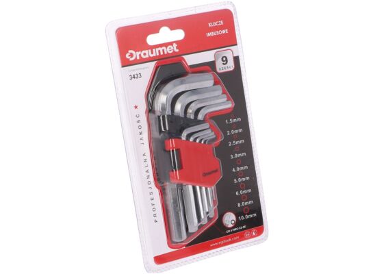 Klucze imbusowe krótkie 9 sztuk DRAUMET