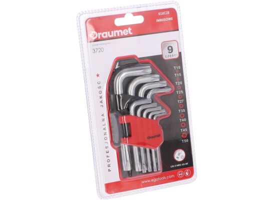 Klucze imbusowe TORX krótkie 9 sztuk DRAUMET