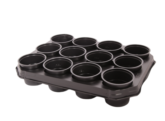 Zestaw 12 doniczek 8 cm z podstawką