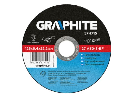 Tarcza szlifierska do metalu 125 x 6,4 x 22,2 mm, 27 A30-S-BF GRAPHITE