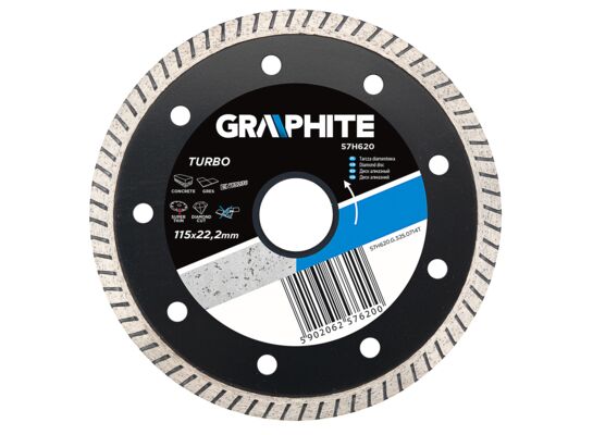Tarcza diamentowa 115 x 22,2 mm, turbo super cienka GRAPHITE