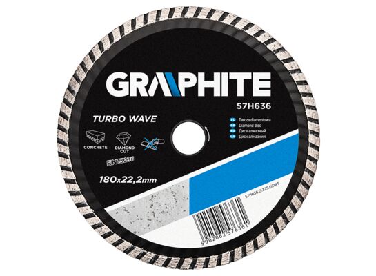 Tarcza diamentowa 180 x 22,2 mm, turbo wave GRAPHITE