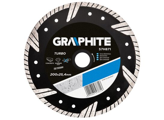 Tarcza diamentowa 200 x 25,4 mm, turbo GRAPHITE