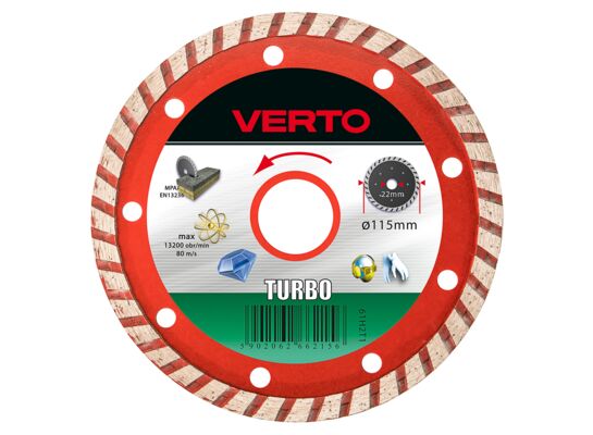 Tarcza diamentowa 115 x 22,2 mm, turbo VERTO