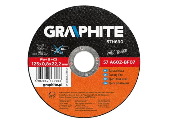 Tarcza tnąca do metalu 125 x 0,8 x 22,2 mm, 57A60Z-BF07 GRAPHITE