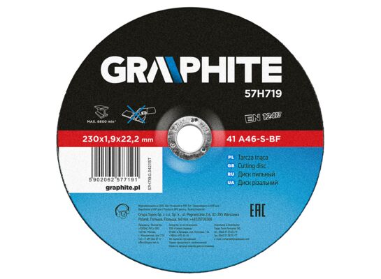 Tarcza tnąca do metalu 230 x 1,9 x 22,2 mm, 41 A46-S-BF GRAPHITE