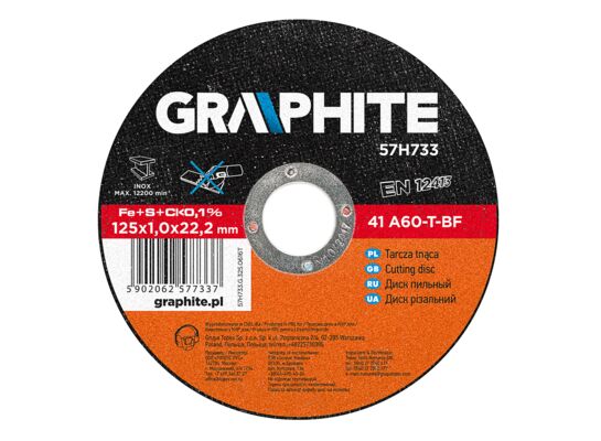 Tarcza tnąca do metalu 125 x 1,0 x 22,2 mm, 41 A60-T-BF, INOX GRAPHITE