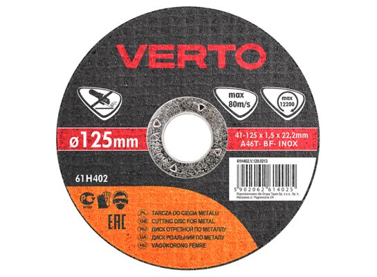 Tarcza tnąca do metalu 125 x 1,5 x 22,2 mm VERTO