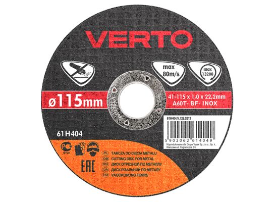 Tarcza tnąca do metalu 115 x 1,0 x 22,2 mm VERTO