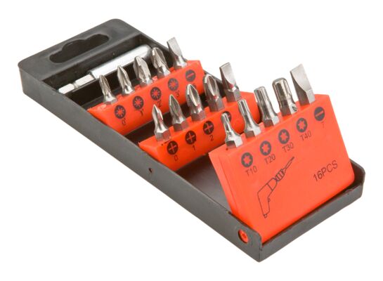 Końcówka wkrętakowa z uchwytem, zestaw 16 sztuk Top Tools