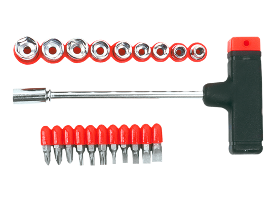 Końcówka wkrętakowa i nasadki z uchwytem, zestaw 22 sztuki Top Tools