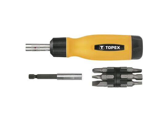 Końcówka wkrętakowa z uchwytem, zestaw 14 sztuk TOPEX