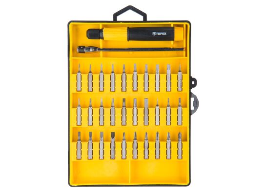 Końcówka wkrętakowa precyzyjne z uchwytem, zestaw 32 sztuki TOPEX