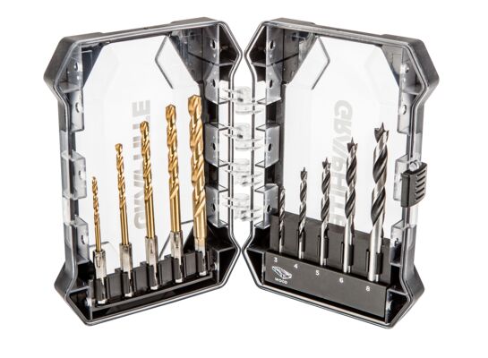 Zestaw wierteł 10 sztuk, uchwyt sześciokątny - HSS 3, 4, 5, 6, 8 mm, do drewna 3, 4, 5, 6, 8 mm GRAPHITE