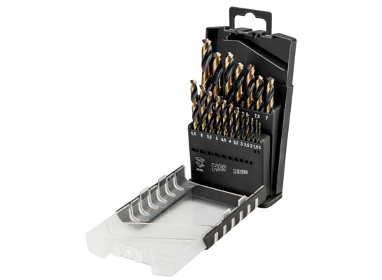 Wiertło do metalu HSS-CNC, 124°, "Pro-Tec", 1,0-10,0 mm, zestaw 19 sztuk GRAPHITE