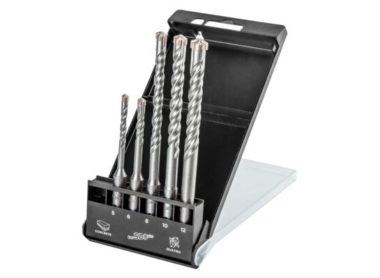 Zestaw wierteł do betonu SDS Plus, quatro, zestaw 5 sztuk - 5, 6 x 110 mm + 8, 10, 12 x 160 mm GRAPHITE