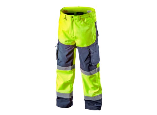 Spodnie robocze ostrzegawcze softshell, żółte, rozmiar S NEO