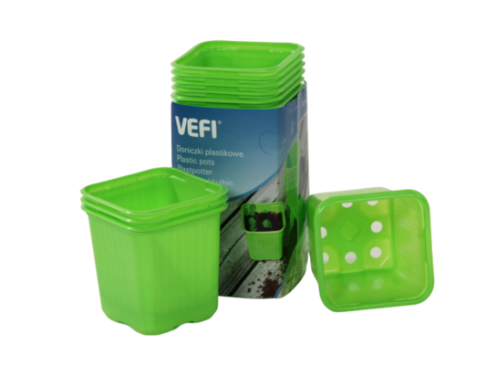 Doniczka do rozsady kwadratowa 8 cm zielona 20 szt. VEFI
