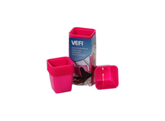 Doniczka do rozsady kwadratowa 6 cm różowa 30 szt. VEFI