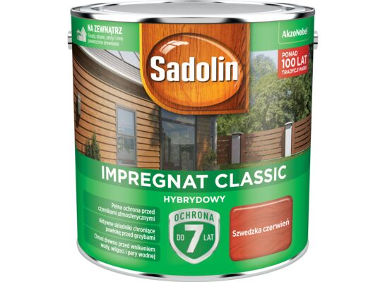 Impregnat CLASSIC HYBRYDOWY Szwedzka Czerwień 2,5 l Sadolin