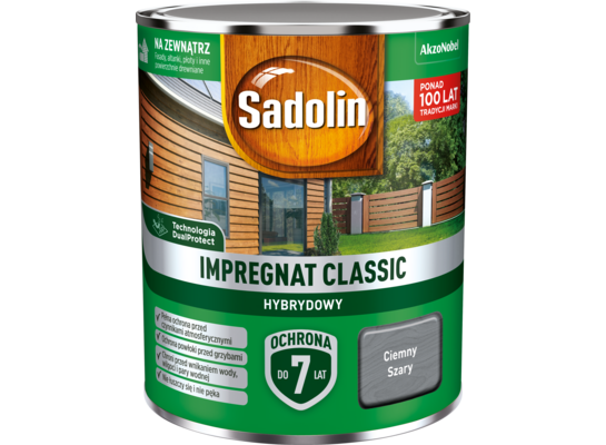 Impregnat CLASSIC HYBRYDOWY Ciemny Szary 0,75 l Sadolin