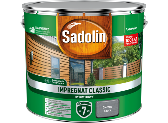 Impregnat CLASSIC HYBRYDOWY Ciemny Szary 9 l Sadolin