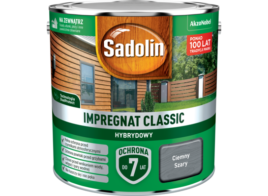Impregnat CLASSIC HYBRYDOWY Ciemny Szary 2,5 l Sadolin