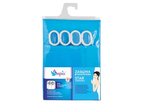 Zasłona prysznicowa niebieska Star