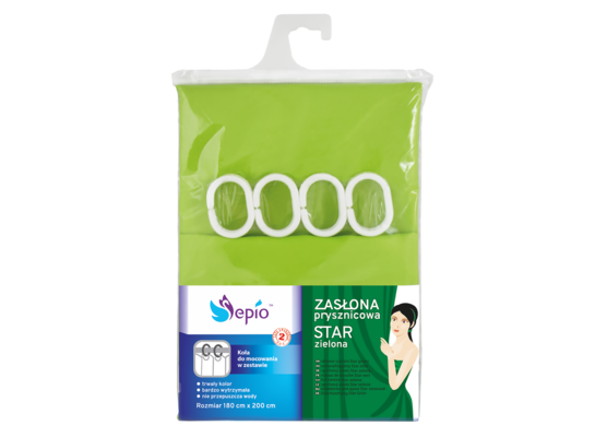 Zasłona prysznicowa zielona Star