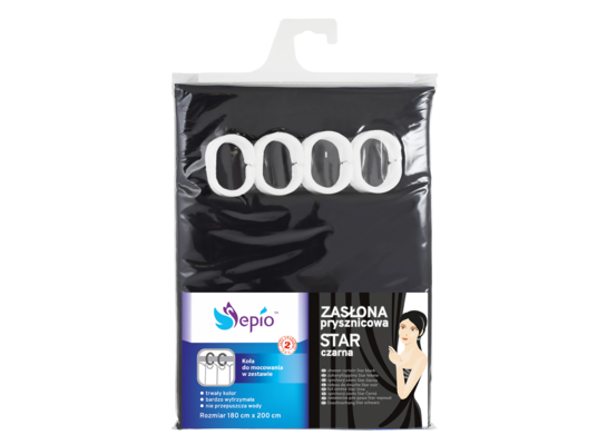 Zasłona prysznicowa czarny Star