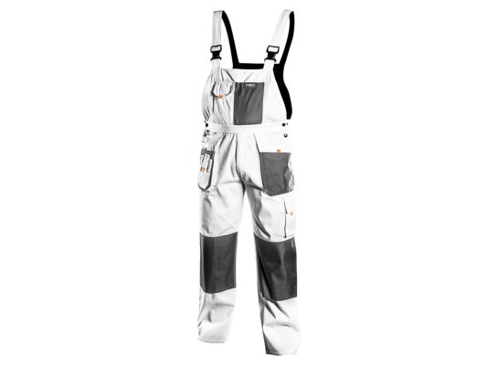 Spodnie robocze na szelkach, białe, HD, rozmiar L / 52 NEO