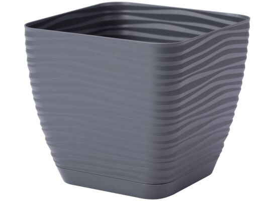 Doniczka SAHARA PETIT KWADRAT 15 z podstawką antracyt