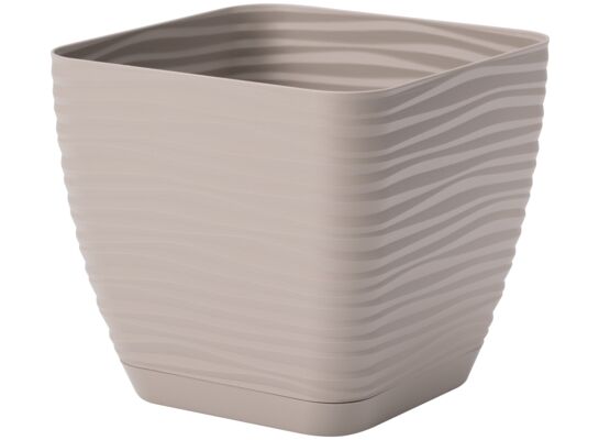 Doniczka SAHARA PETIT KWADRAT 13 z podstawką szaro-beżowy