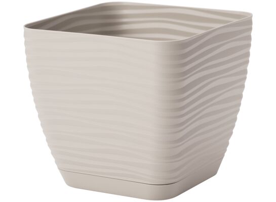 Doniczka SAHARA PETIT KWADRAT 17 z podstawką jasnoszary