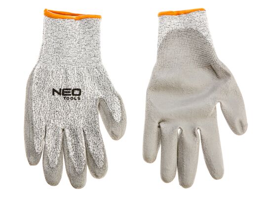 Rękawice antyprzecięciowe, pokryte PU, poziom ochrony przed przecięciem 5 (najwyższy), 10", CE NEO