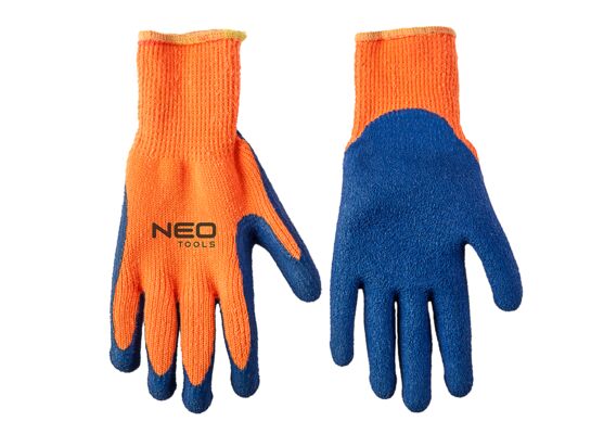 Rękawice robocze, ocieplane, akrylowe powlekane szorstkowatym lateksem, 10" NEO