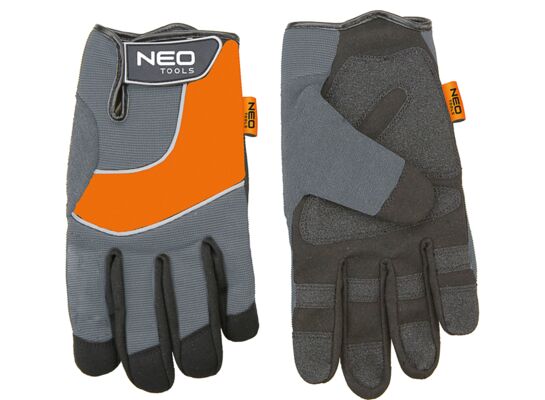 Rękawice robocze, skóra syntetyczna, wstawki PCV, 10" NEO