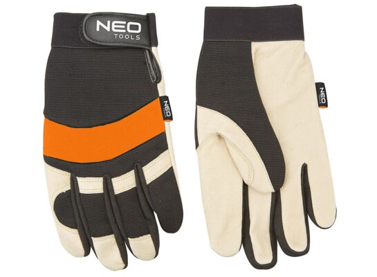 Rękawice robocze, skóra świńska licowa, neopren, 10" NEO