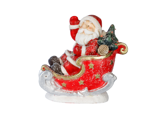 Figurka ceramiczna Mikołaj na saniach LED