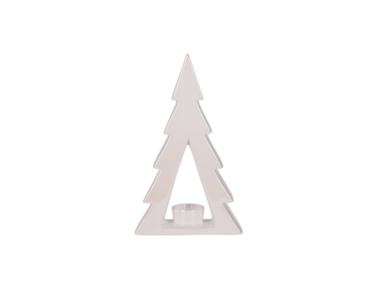 Świecznik ceramiczny na t-light choinka 16 x 5,7 x 24,7 cm biały